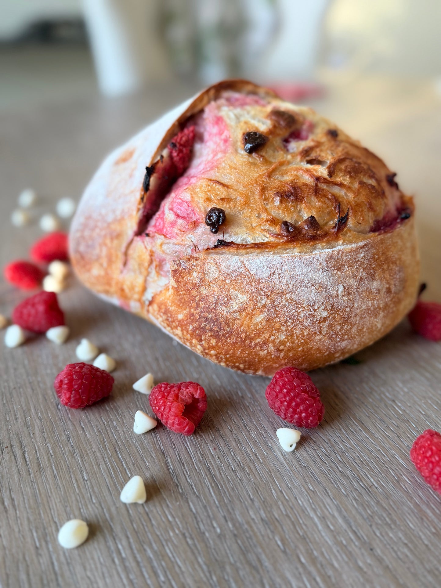 Raspberry & White Chocolate Sourdough Loaf